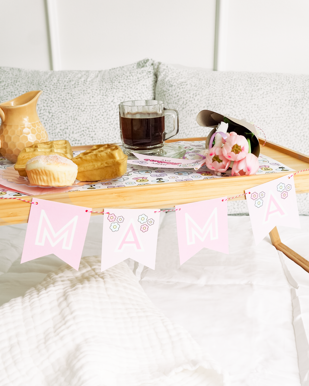 Mother's Day Breakfast in Bed with Sign