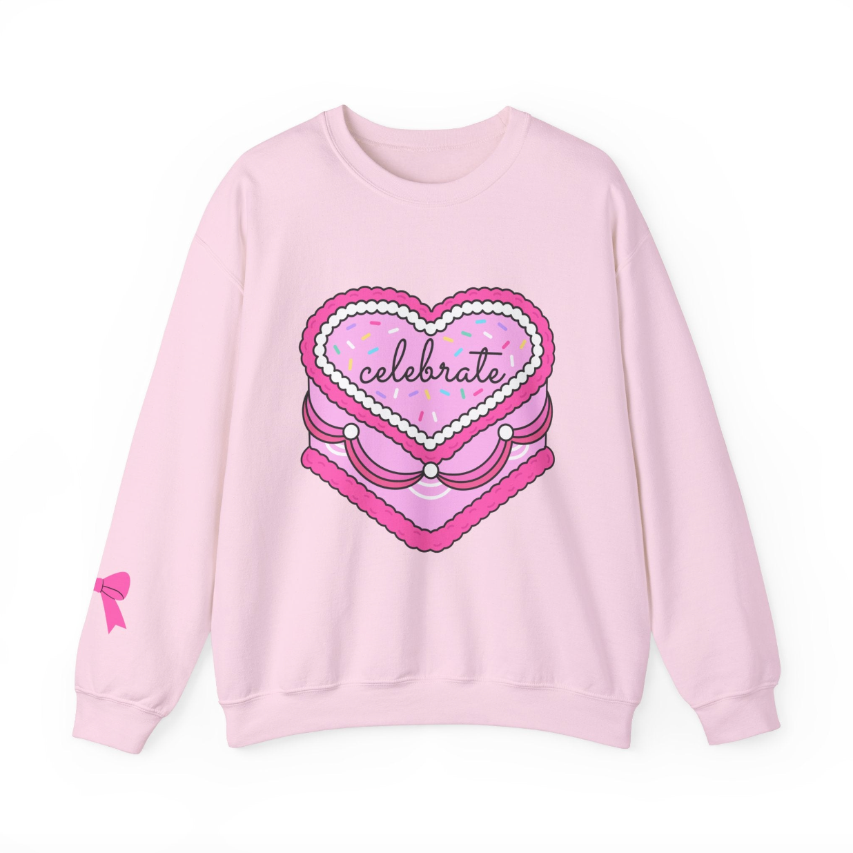 Pink Sweatshirt with Celebrate Cake Design