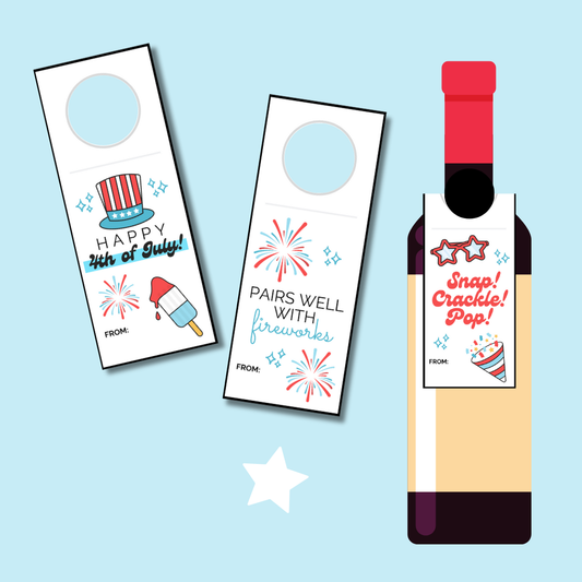 4th of July Wine Tags