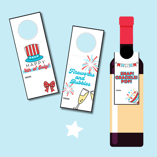 4th of July Wine Tags
