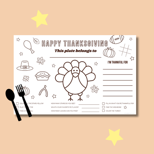Kids Thanksgiving Placemat