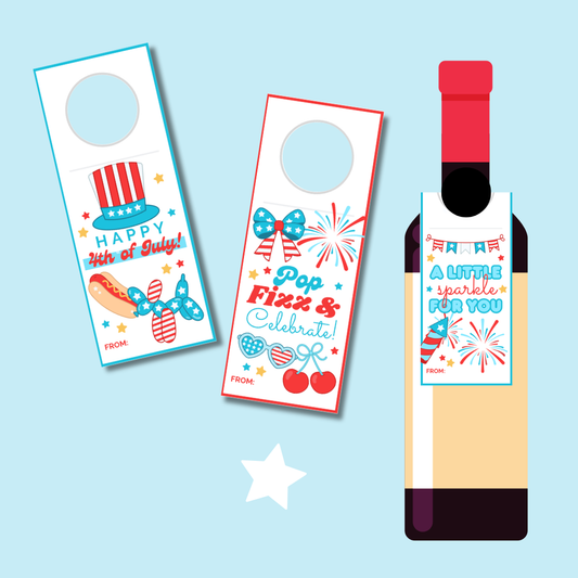 4th of July Wine Tags
