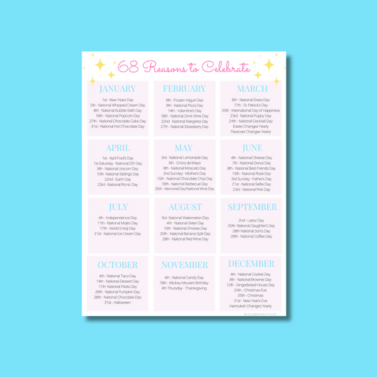 Monthly Reasons to Celebrate