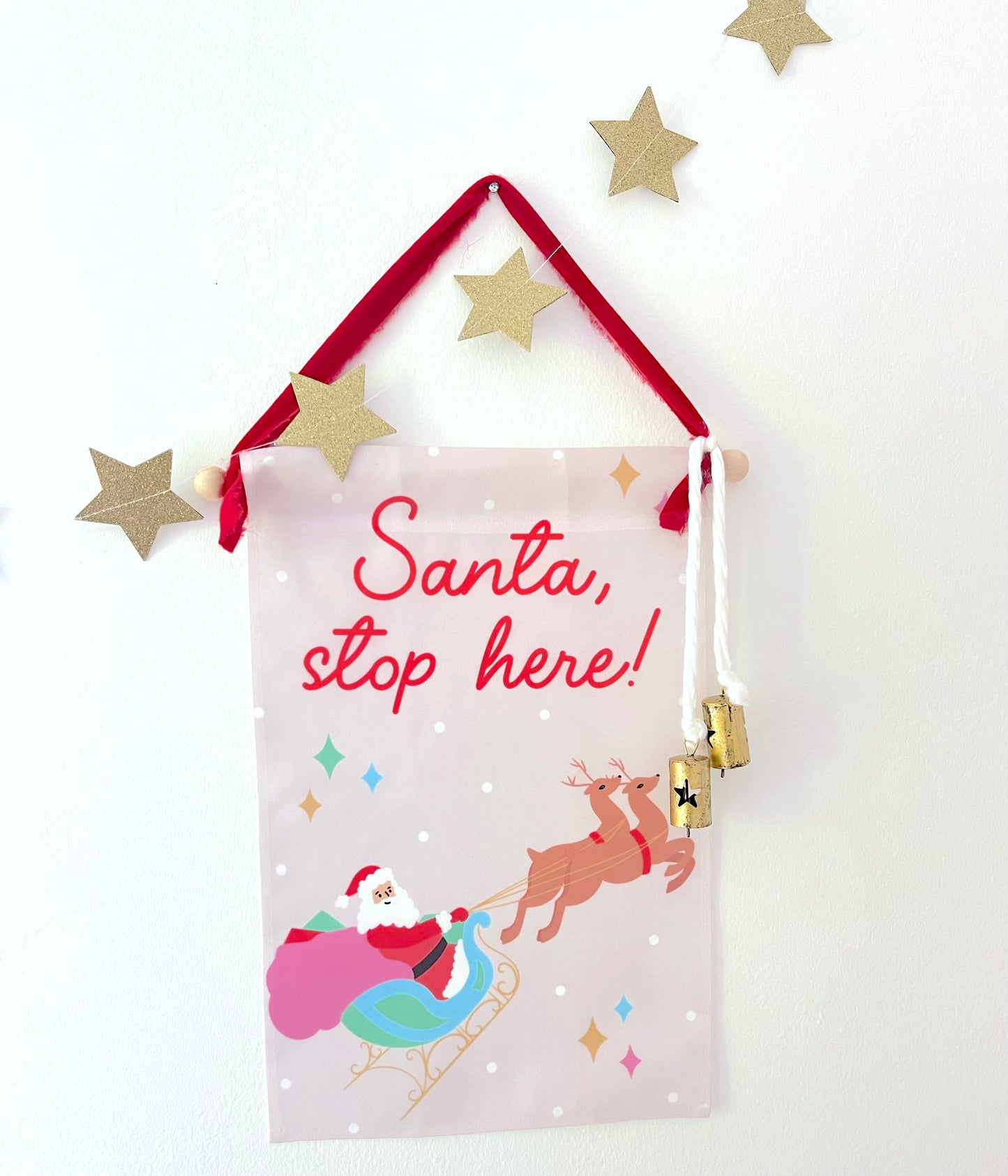Santa Stop Here Mini Banner